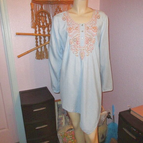 Soft Surroundings Work of Heart Tunic Top Size XL Embroidered Asymmetrical Tence - Picture 1 of 11